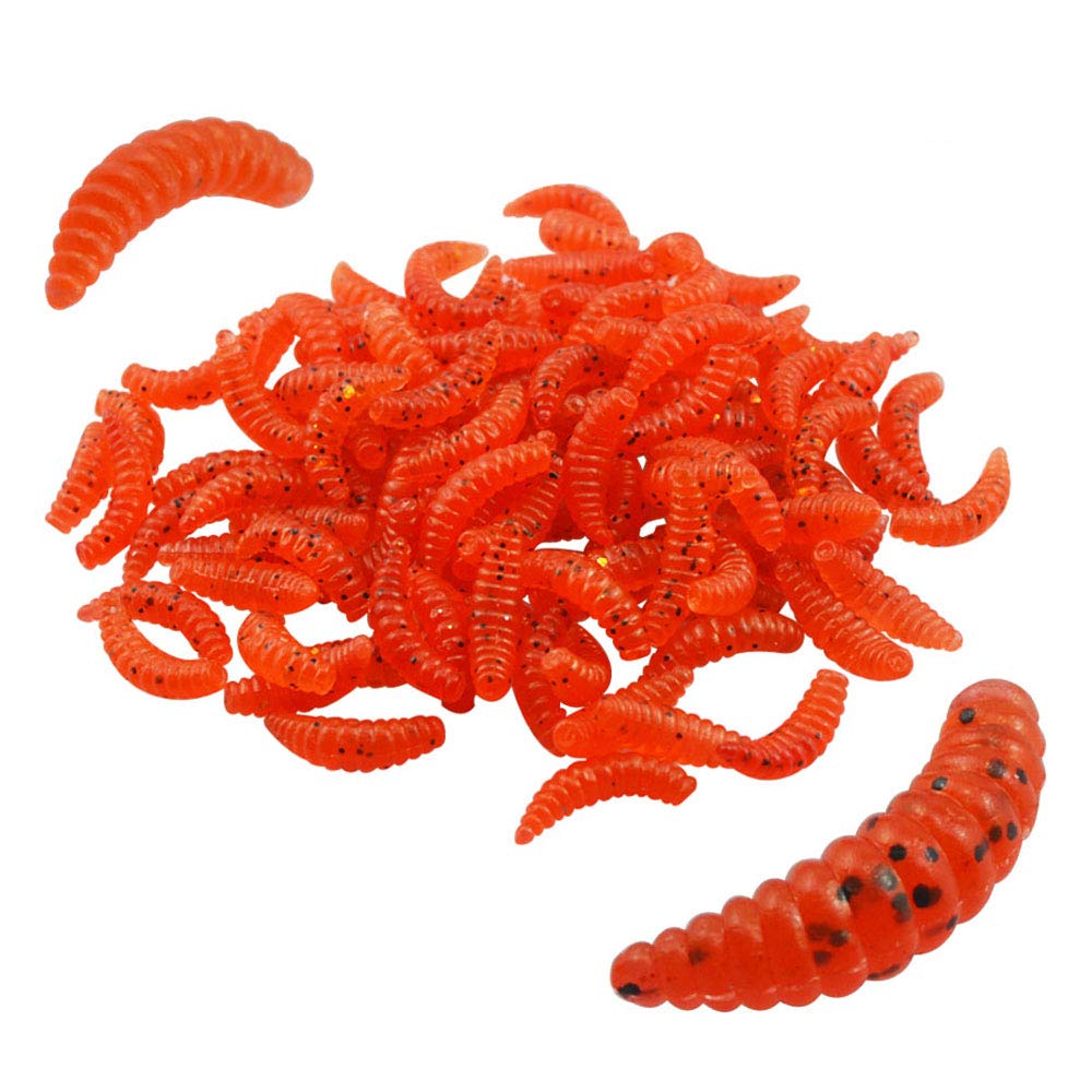 senvenelec Artificial Worm, Biomimetic Soft Silicone Earthworm Lures Worm Fishing Lures Simulation Red Worms Plastic Green Environment Strong Temptation Bait Fake RedWorm - Red Worm 100Pcs