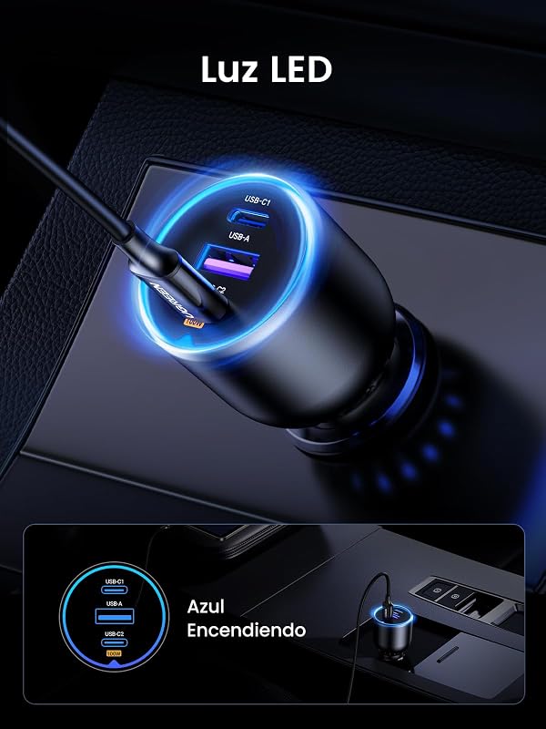 130W USB C Car Charger, Tipo C Car Charger Fast Charging com 3 portas, compatível com iPhone 17 Pro MAX Air/16/15/14/13, Samsung Galaxy S25/24, Xiaomi, MacBook, iPad Pro, Air Mini — foto 6 de 8