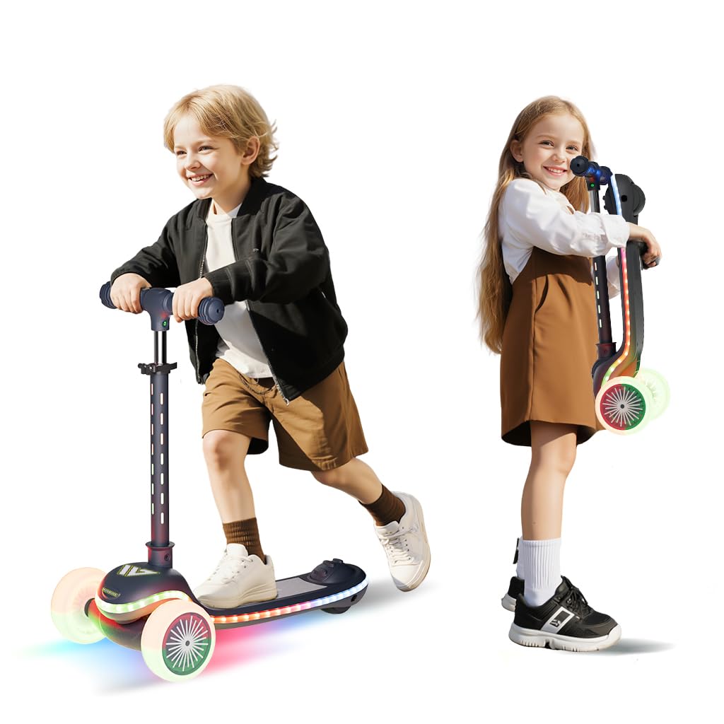 Photo 1 of Winhope Kids Kick Scooter, 3 Wheel Scooter for Boy and Girl, LED Lighted Wheels and Widen Deck, Outdoor Ride-On Toys for Kids Aged 3-8(Black)
