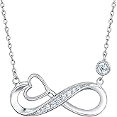 ASHLI JENA Necklaces for Women 925 Sterling Silver Infinity Heart Necklace for Women Love Pendant Necklace with Cubic Zirconia
