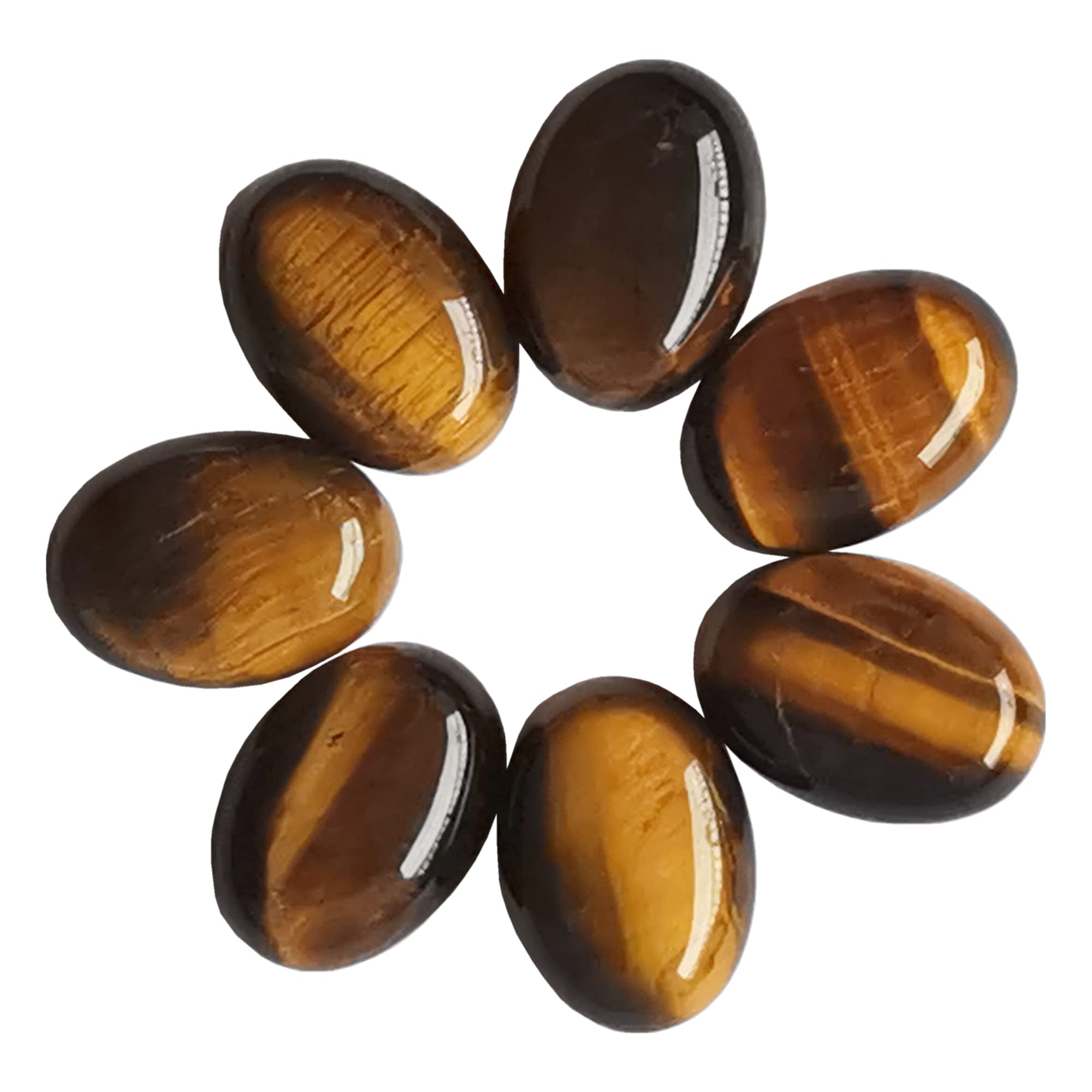 Manekieko 7 Pcs Natural Tiger's Eye Oval Cabochons Flatback Crystal Stone Gemstones Beads for Jewelry Making DIY,18x13mm