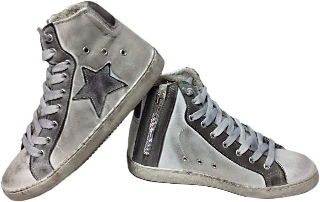 VIA CONDOTTI Scarpe Sneakers Alte Uomo Donna Pelle Bianco Ghiaccio Grigio  sfumato Nuovo Prodotti per la pulizia e accessori urban-earth.co.uk