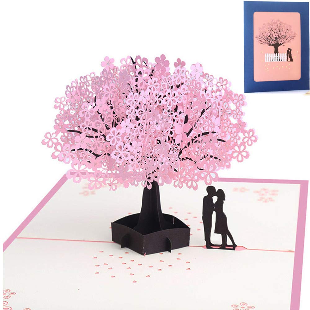 Meiyaa3D Blossom Pop Up Tree Cards Valentines Day Card Anniversary Card Best Gift for for Merry Christmas/Birthday/Valentines Day (B)