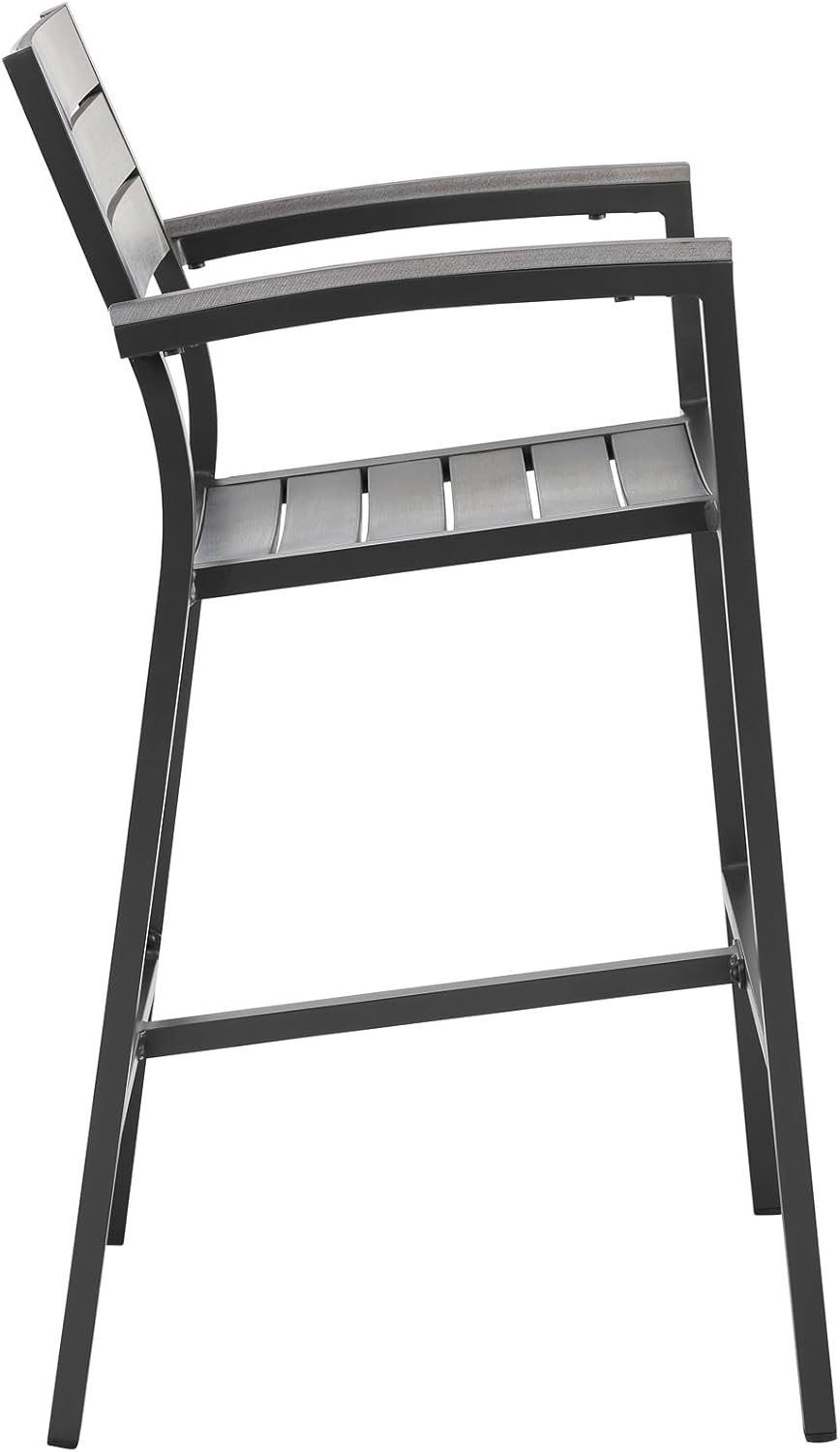 black patio bar stools on Patio Lawn Garden Modway Maine Aluminum 5 Piece Outdoor Patio Pub Bistro Set With 28 Bar Table And Four Bar Stools In Brown Gray Patio Furniture Accessories