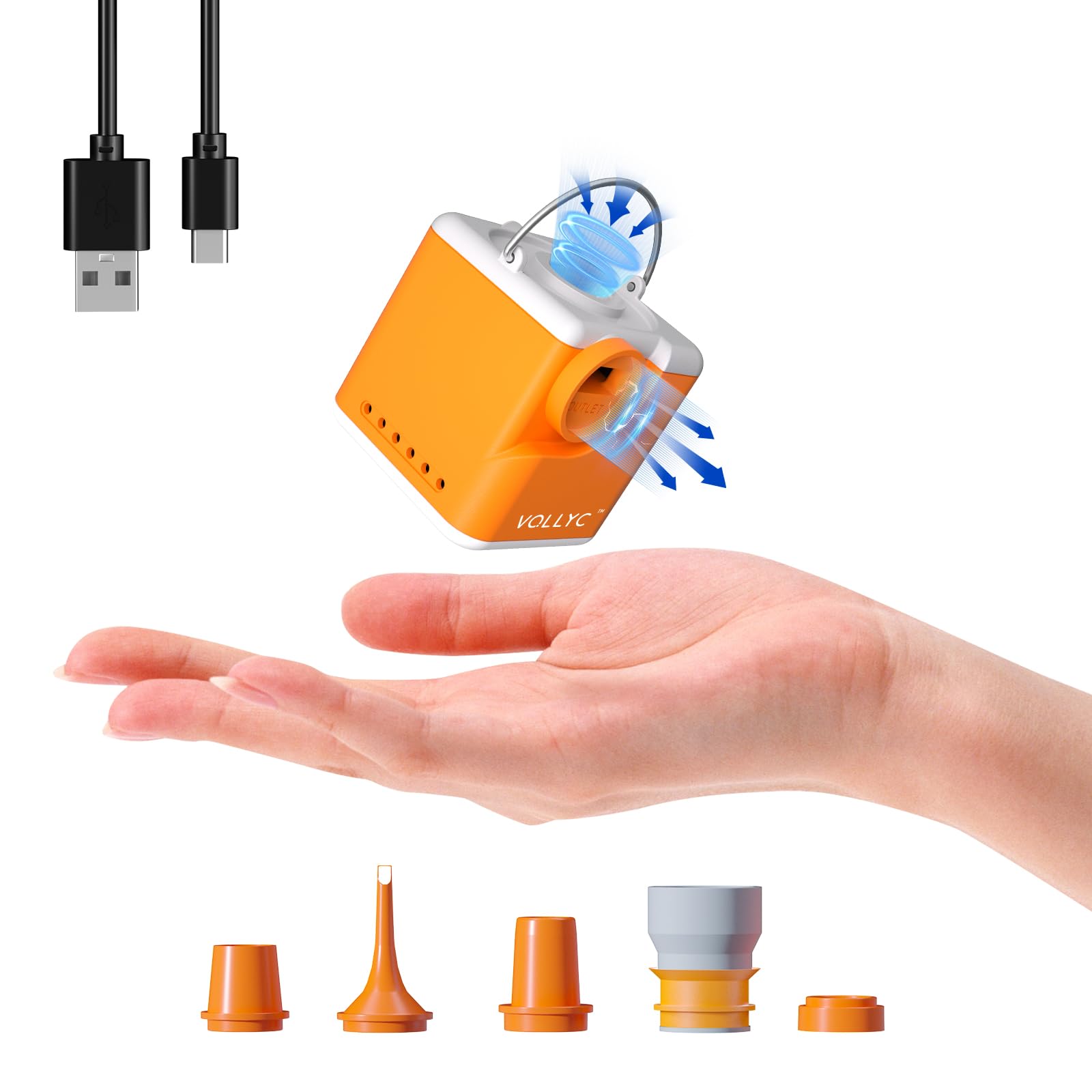 Photo 1 of VOLLYC Portable Air Pump for Inflatables, 4.5kPa Ultra Powerful Mini Air Mattress Pump with Camping Light, 2400mAh Electric Camping Air Pump for Pool Float,Air Mattress, Vacuum Storage Bags