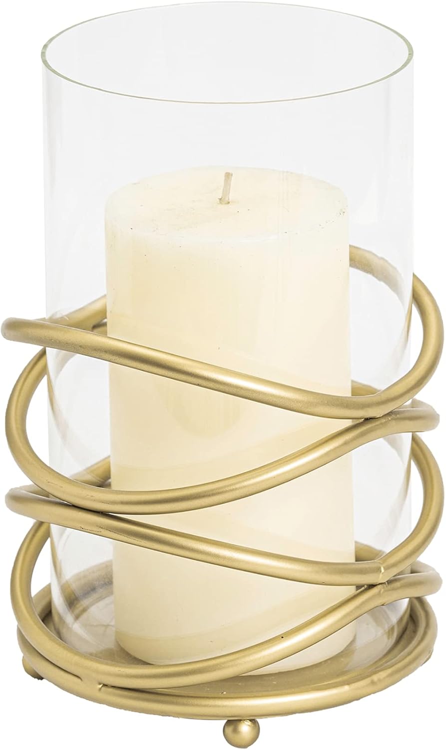 Hurricane Glass Pillar Candle Holder with Removable Glass for Wedding Party Anniversary Home Decor,Gold: Home & Kitchen