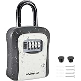 Key Lock Box, 4 Digits Combination Lockbox, Wall Mount &amp; Portable Alloy Metal Waterproof Outdoor Resettable Key Hider for House, Apartment, Realtors Spare Keys Safe Storage-Grey