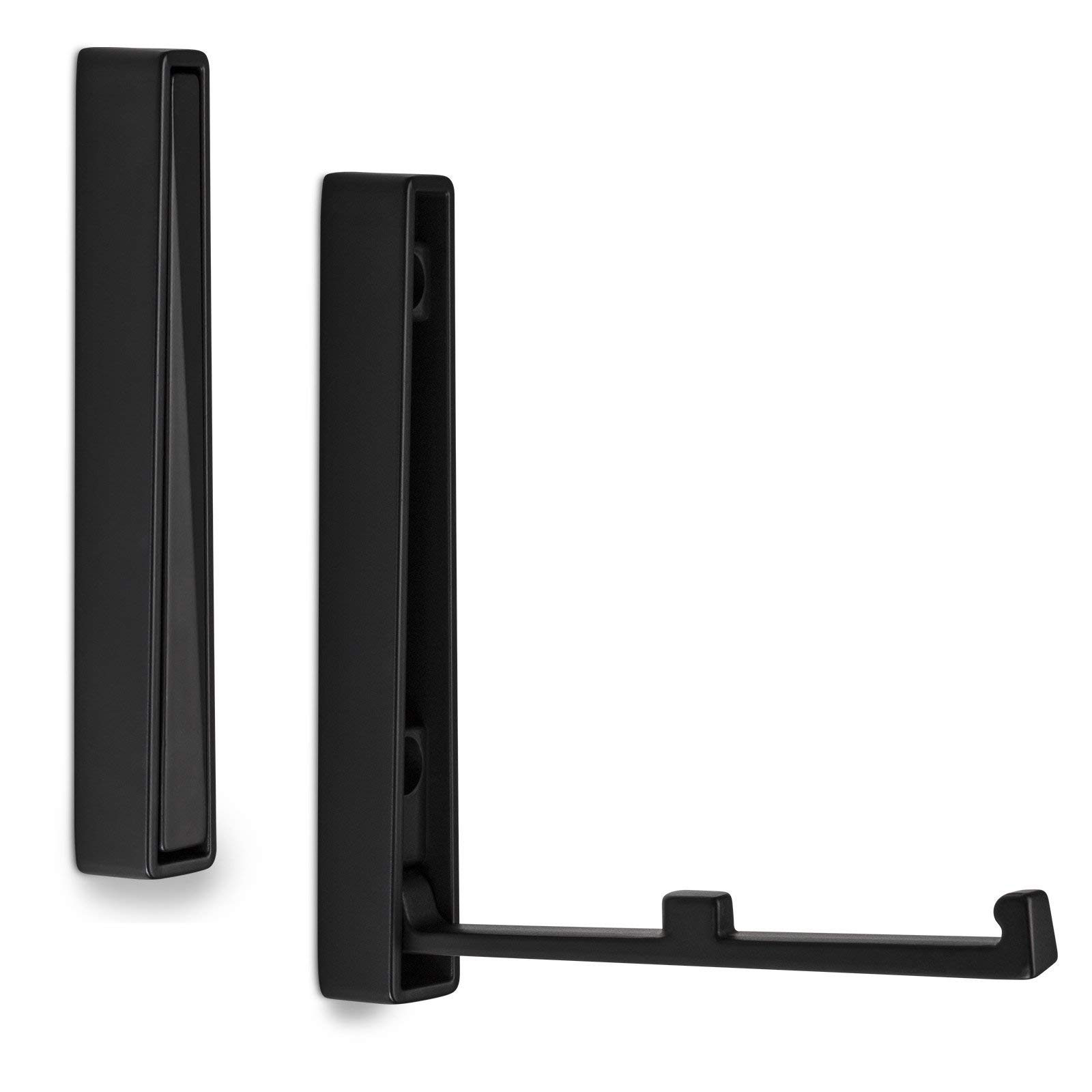 Set of 2 x Surface-Mounted Foldable Hook BARI 120 x 16 x 15 Black Clothes Hook Foldable Clothes Rack Surface-Mounted