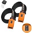 Onefeng Sports 800lbs Lockable Tie Down Straps with 3-Digit Password Buckle Include 3 Steel Cables 1.5" Width Keep Kayak Surfboard Paddleboard Canoe Safe 2pack Each Strap 10FT