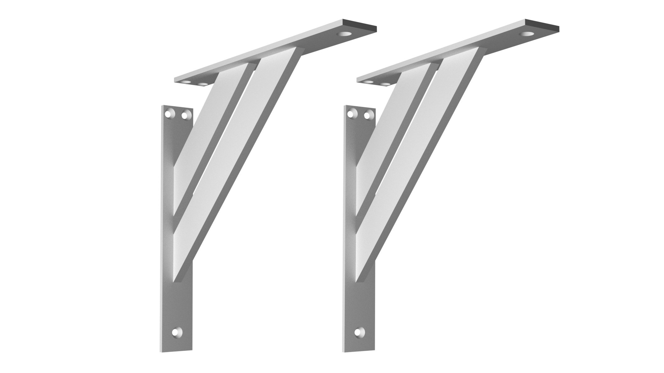 ALUSFERA WSP_4_ELE_240_ALU Metal Aluminium Decorative 4 Angle Wall Bracket Heavy Duty Shelf Supports 2 Pieces System for Shelves (240 mm