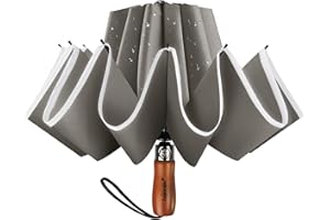 Lejorain Golf Large Inverted Umbrella - Black Big Windproof Heavy Duty Upside Down 54in Compact Car Automatic Folding Reflective Umbrella