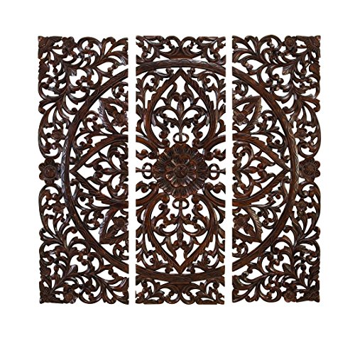 Elegant wood carved decorative wall art plaque
