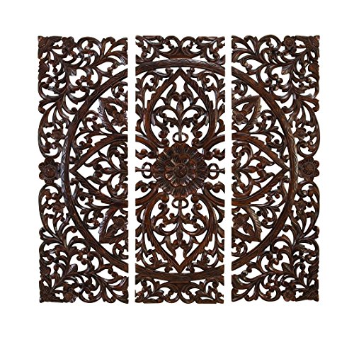 Benzara Set of 3 Carved Plaques Wall Installation