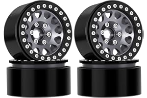 GLOBACT Aluminum 1.9 Inch Beadlock Wheels RC Wheel Rim Set Wheel Hub for 1/10 RC Crawler TRX4 TRX6 Axial SCX10 I II III 90046 AXI03007 Redcat GEN7 GEN8 RC4WD D90 12mm Hex (4Pcs Black Grey)