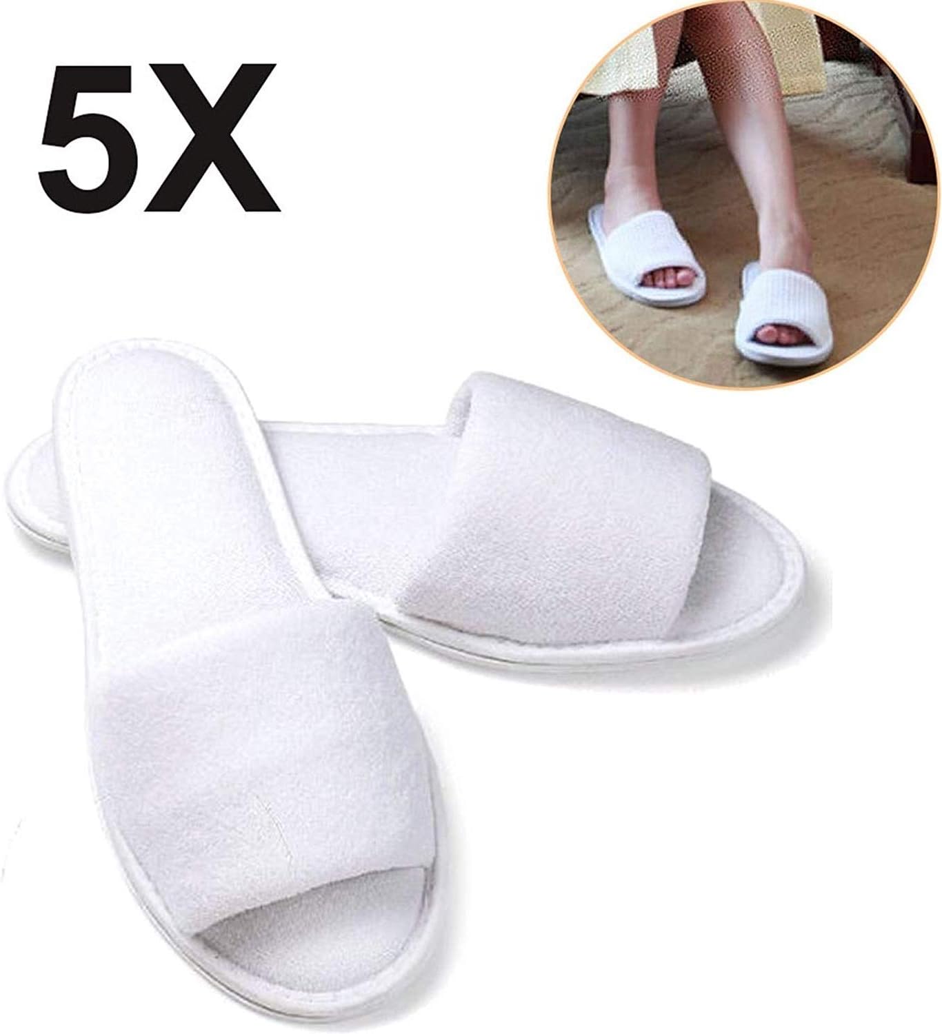 AllRight 5 Pairs Hotel Slippers Open Toe Disposable Spa Slippers