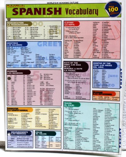 Quick Study Laminated Reference Guide - Spanish Vocabulary