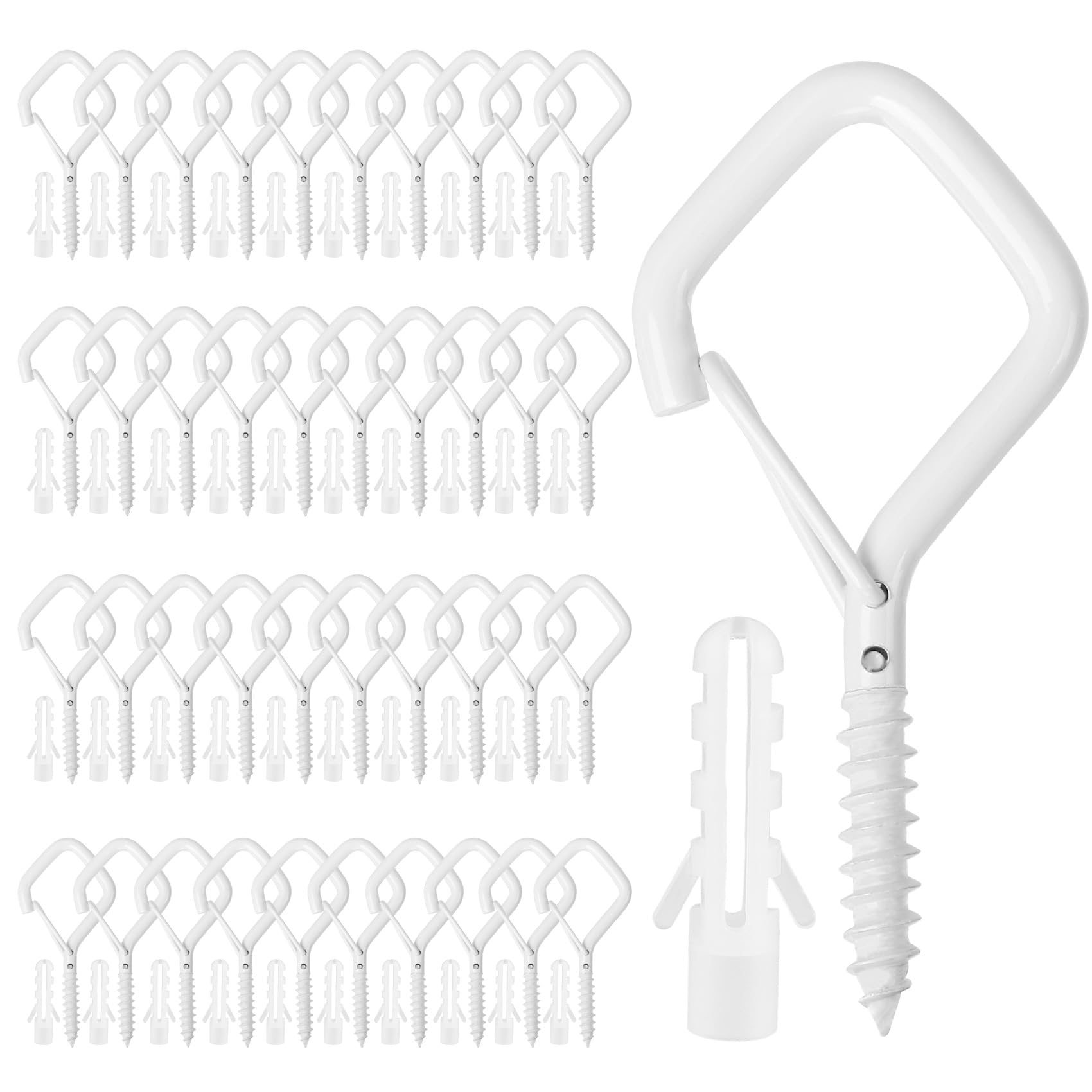 Screw In Hooks,40PCS White Screw Hooks,Cup Hooks,Ceiling Hooks,Cup Hooks Screw In,Hook Screws,Screw Hooks For Hanging,Net Curtain Hooks,Fence Hooks For Outdoor Lights,Cup Hooks Screw In Outdoor Garden
