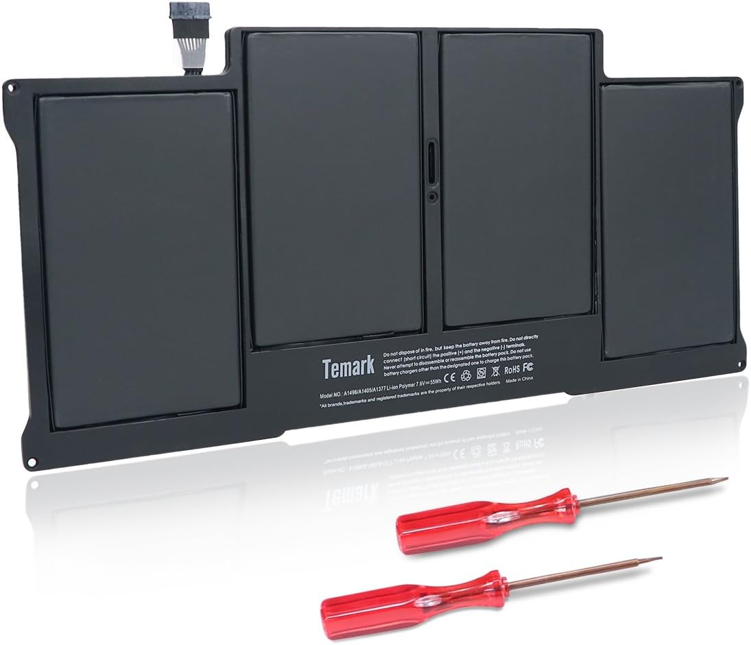 Temark New Laptop Battery Compatible with MacBook Air 13 inch A1377 A1369 (Late 2010 Mid 2011 Mid 2012 Mid 2013 Early 2014 Version),fit A1496 A1405 A1466 661-5731 MC503 MC504