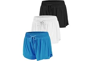Mexholin 3/4 Packs Girls Butterfly Shorts 2 in 1 Girls Athletic Shorts Youth Flowy Shorts for Active, Running,Basketball