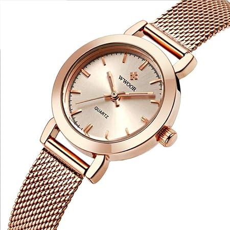 Wasserdichte Quarzuhr für Damen Mode zu sehen Edelstahlstahlband Leuchtende Anzeige Kleine 3 pin Analoge Uhr Geschäftsuhr