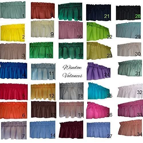 Solid valance curtains Light Blue, Mustard Yellow, Brown