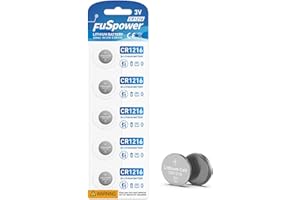 Fuspower CR1216 Watch Battery CR 1216 Battery 3V Lithium Button Cell Battery (5 Count (Pack of 1))