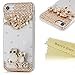 Mavis's Diary iPhone 7 Case (4.7 inch), iPhone 8 Case 3D Handmade Bling Crystal Golden Flowers Owls Shiny Sparkle Diamonds Rhinestone Gems Full Around Protective Clear Hard PC Cover