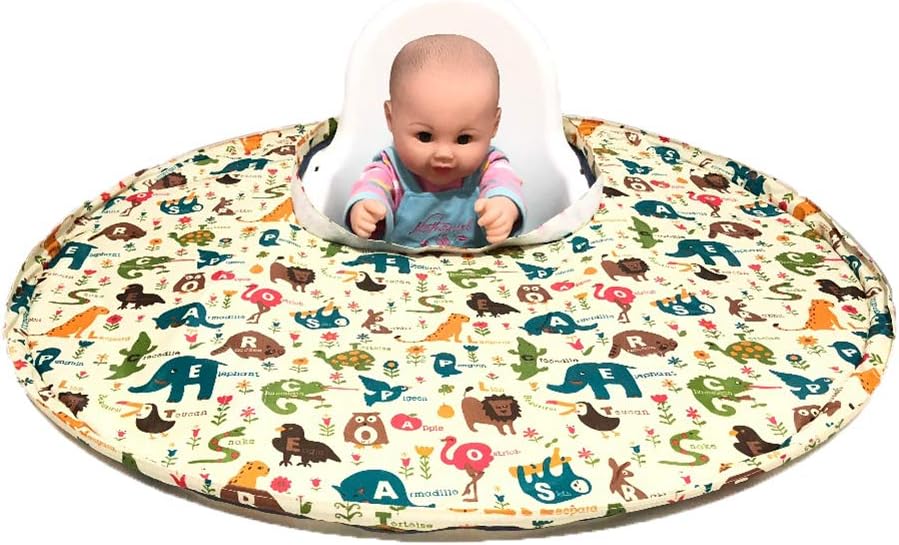 Willcome Upgrade Baby Infants Feeding Saucer Weaning Bib Foldable Highchair Cover for Home Restaurant Dinning Table