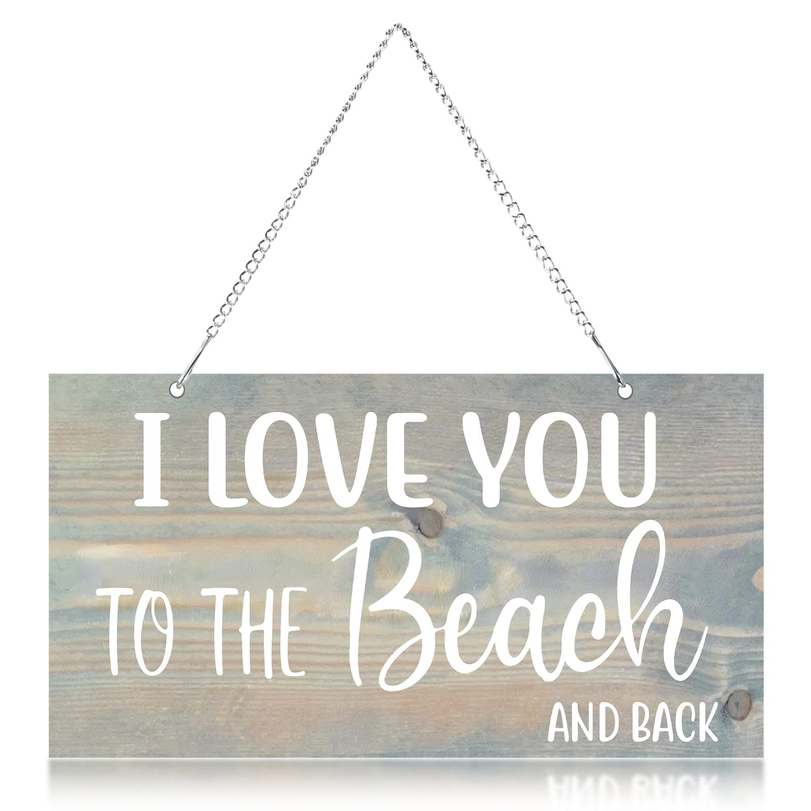 I Love You to The Beach and Back Signs Vintage Style Beach Sign Beach Theme Metal Sign Coastal Wall Art Decoration Beach Quotes Wall Decor for Home Living Room Bedroom Decor Supplies, 10 x 5 Inches