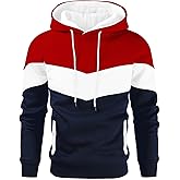 Gesean Men's Novelty Color Block Pullover Fleece Hoodie Long Sleeve Casual Sweatshirt with Pocket