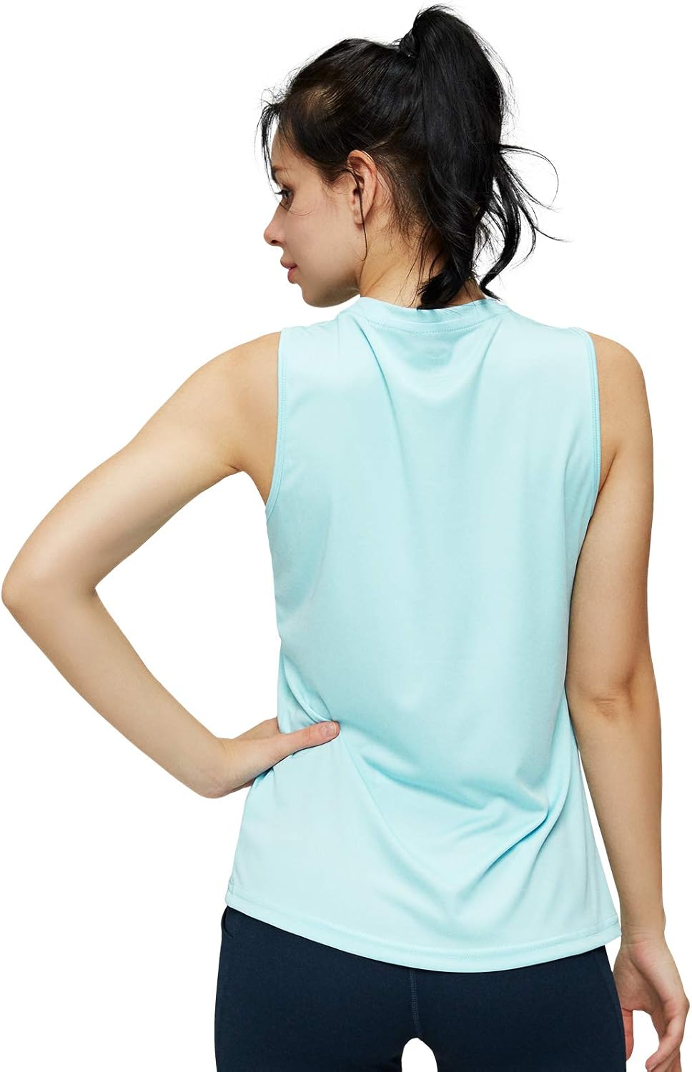 MIER Women's Athletic Sleeveless Workout Shirts UPF 50 Yoga Running Tank Tops Quick Dry Outdoor Activewear Muscle Tee: Clothing
