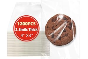 DTmasao 4x6 Inches 1200 Pcs Self Sealing Cellophane Bags Clear Cookie Bags Resealable Cellophane Bag for Packaging Gifts,Cookies,Favors,Products,Candy for Packaging 1200 Pieces 4"x6"