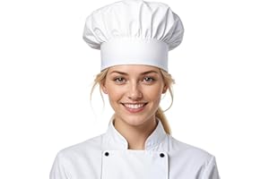 CUSTOM EMPIRE SHOP Chef Hat for Adult, Chef Hat for Women, Unisex Kitchen Gear for Adults, Elastic Adjustable Kitchen Cooking Baking Hat, Cooking Hat for Men and Women, Baker Chef Cap for Adults - White