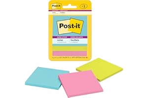 Post-it Super Sticky Notes, 3" x 3", Miami Collection, 3 Pads per Pack, 45 Sheets per Pad (3321-SSMIA)