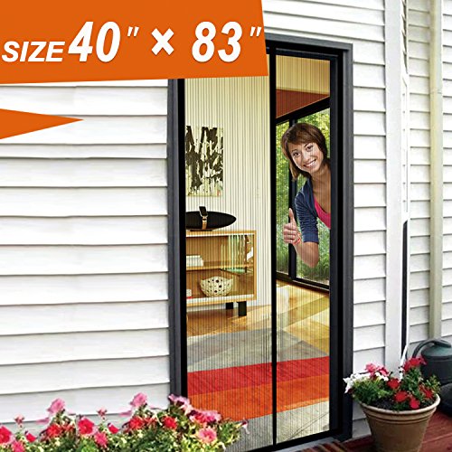 Magnetic Screen Door, Large Magic Mesh Lux Screens 40 X 83 Fit Doors Size Up to 38”W X 82”H Max with Full Frame Velcro Magnet Mosquito Curtain Keep Fly Bug Out