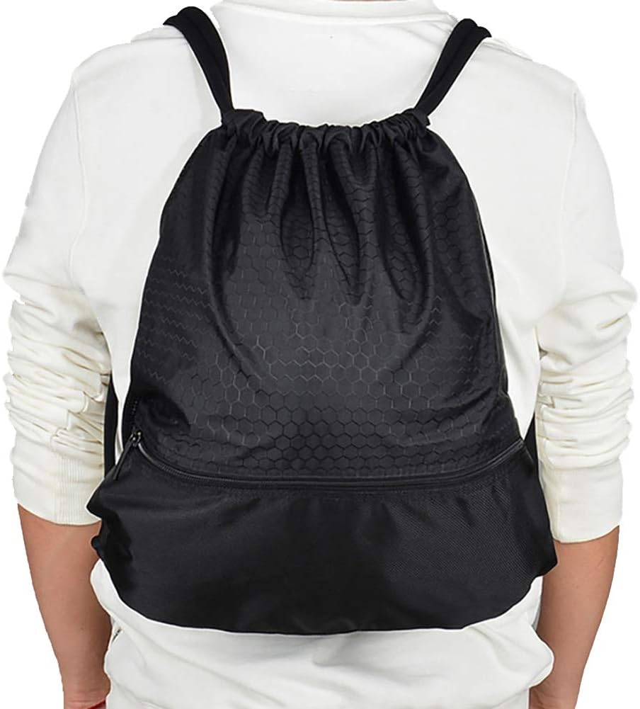 Peicees Drawstring Backpack Waterproof Sackpack Double Sturdy Sports Backpack 2 Sizes