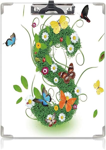 Amazon クリップボード 文字s かわいい画板 色とりどりの自然インスピレーションアルファベットコンセプト健康な緑の葉葉装飾 タテ型 クリップファイル ワードパッド ファイルバインダー 携帯便利緑の多色 クリップファイル ボード 文房具 オフィス用品