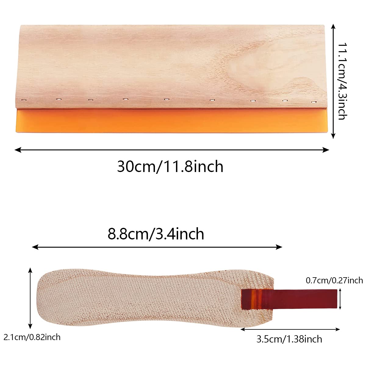 Screen Printing Squeegee, 75 Durometer Wooden Scraper Rubberwood Silk Print, for Printmaking Print Ink Machine 11.8 inch