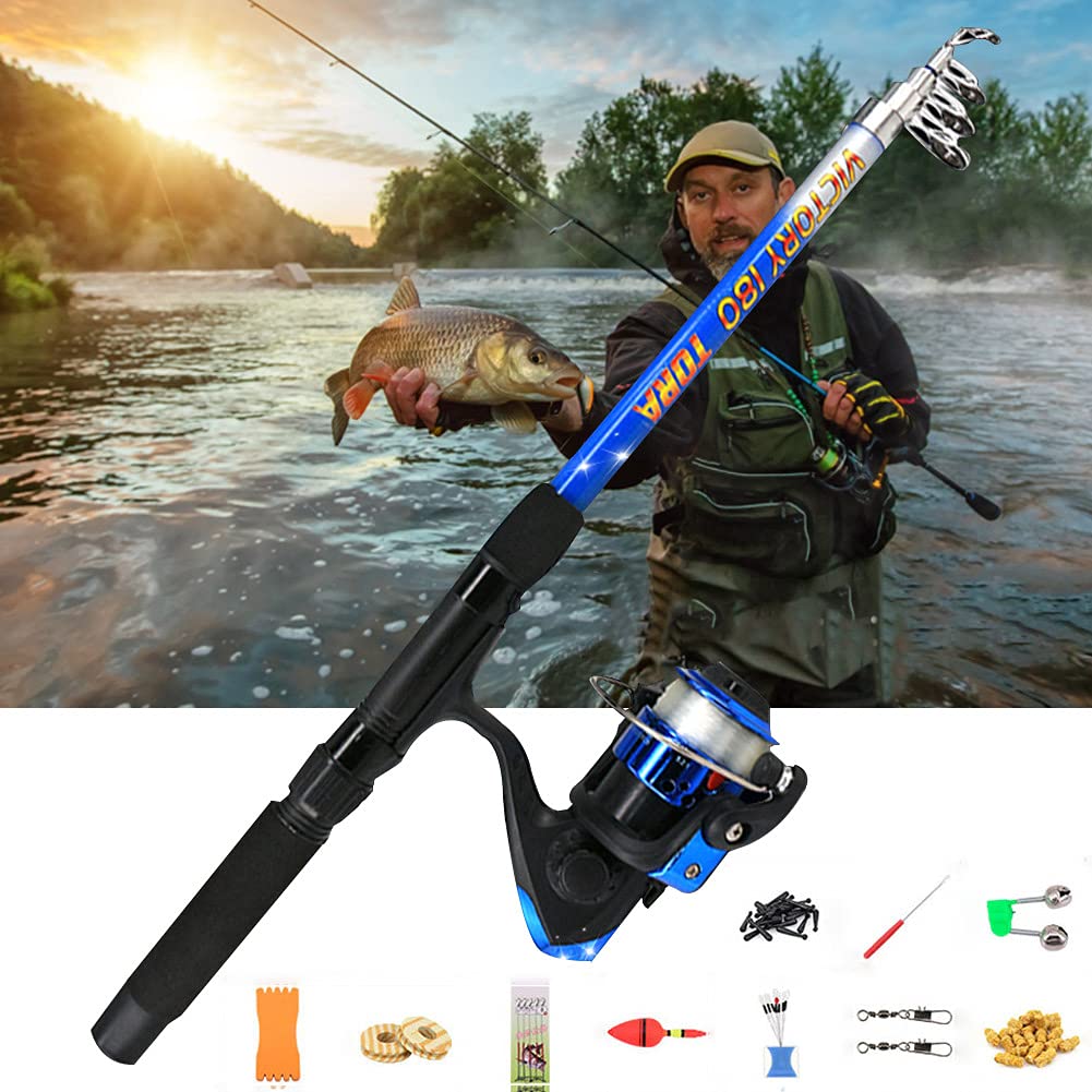 Fishing Rod Starter Fishing Kit,40-180cm Telescopic Fishing Rod & String Hook Combo Set Fishing Accessories for Kids Beginner Fishing,Gift for Boys Girls (Only Fishing rod)