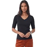 Emmalise Women's Slim Athletic Fit Vneck Tshirt Half Sleeves Top