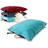 ZOOOBELIVES Down Filled Camping Pillow for Travel, Washable Soft Cover, Small Camp Cushion for Neck & Lumbar Support On-The-Go, Ultralight & Compressible for Hiking Backpacking - AlpliveS2046
