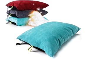 ZOOOBELIVES Down Filled Camping Pillow with Washable Cover, Lightweight Travel Pillow for Neck and Lumbar Support, Compact fo