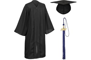 D DODOU Unisex Matte Graduation Cap and Gown Tassel Package for High School and Bachelor