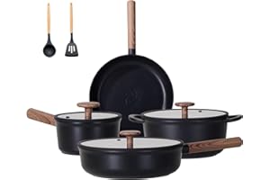 JEETEE Ceramic Cookware Set, 13 Pcs Pots and Pans Set Nonstick with Rotation Removable Handles, Healthy Non-Toxic Cooking Set