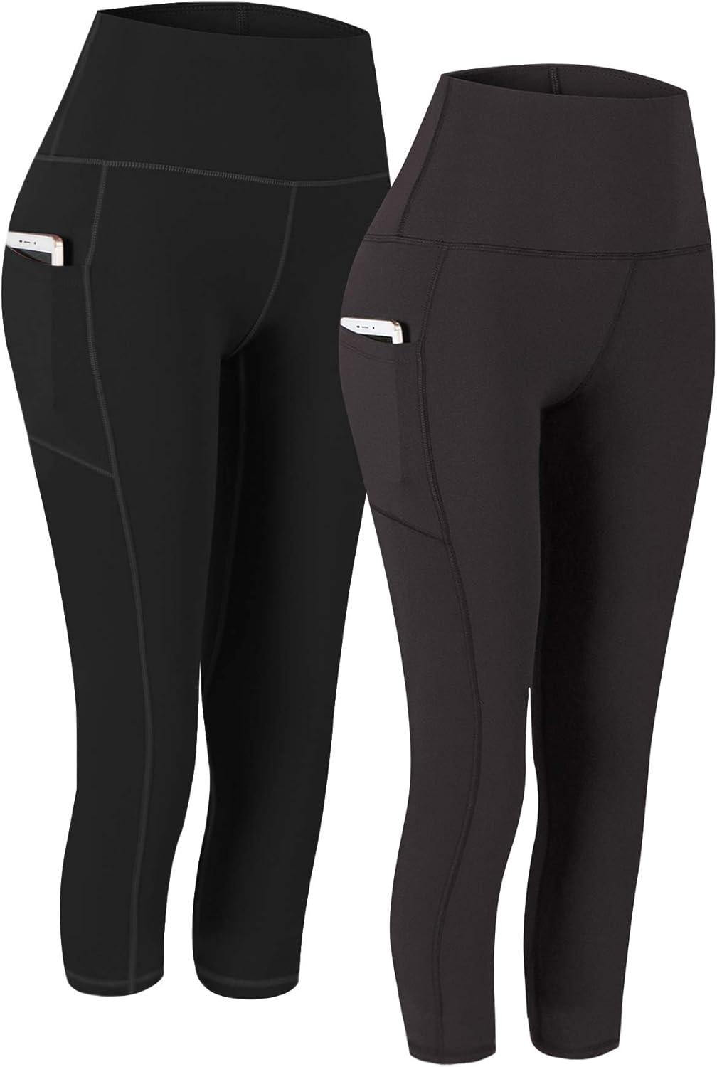 Fengbay 2 Pack High Waist Yoga Pants, Pocket Yoga Pants Tummy Control Workout Running 4 Way Stretch Yoga Leggings: Clothing