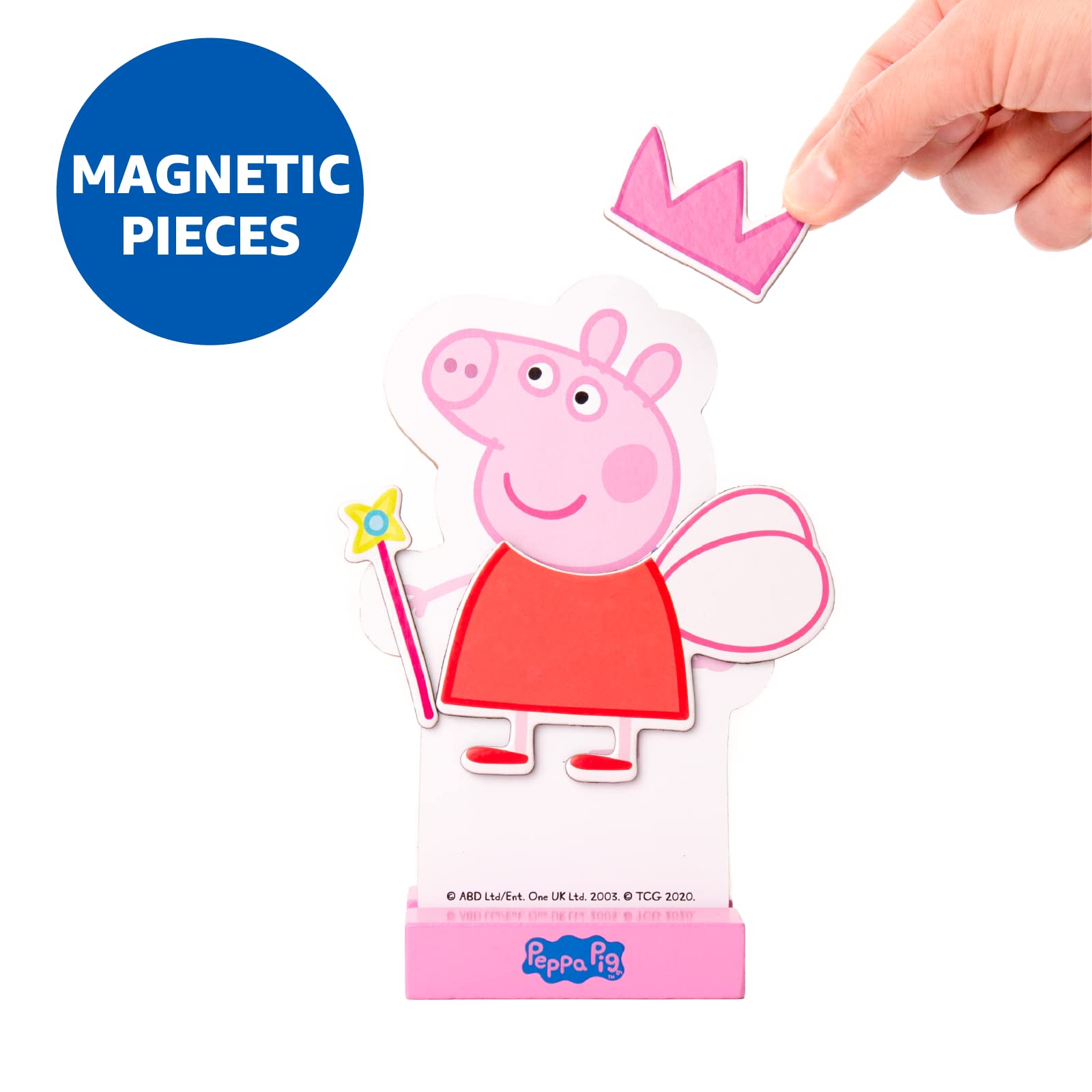Peppa Pig Magnetic Wood Dress Up Doll. Includes 26 Colorful Magnetic Wood Pieces and Wooden Storage Box. Encourages Creative Play with Mix and Match Fun for Preschoolers and Kids Ages 3 and over.