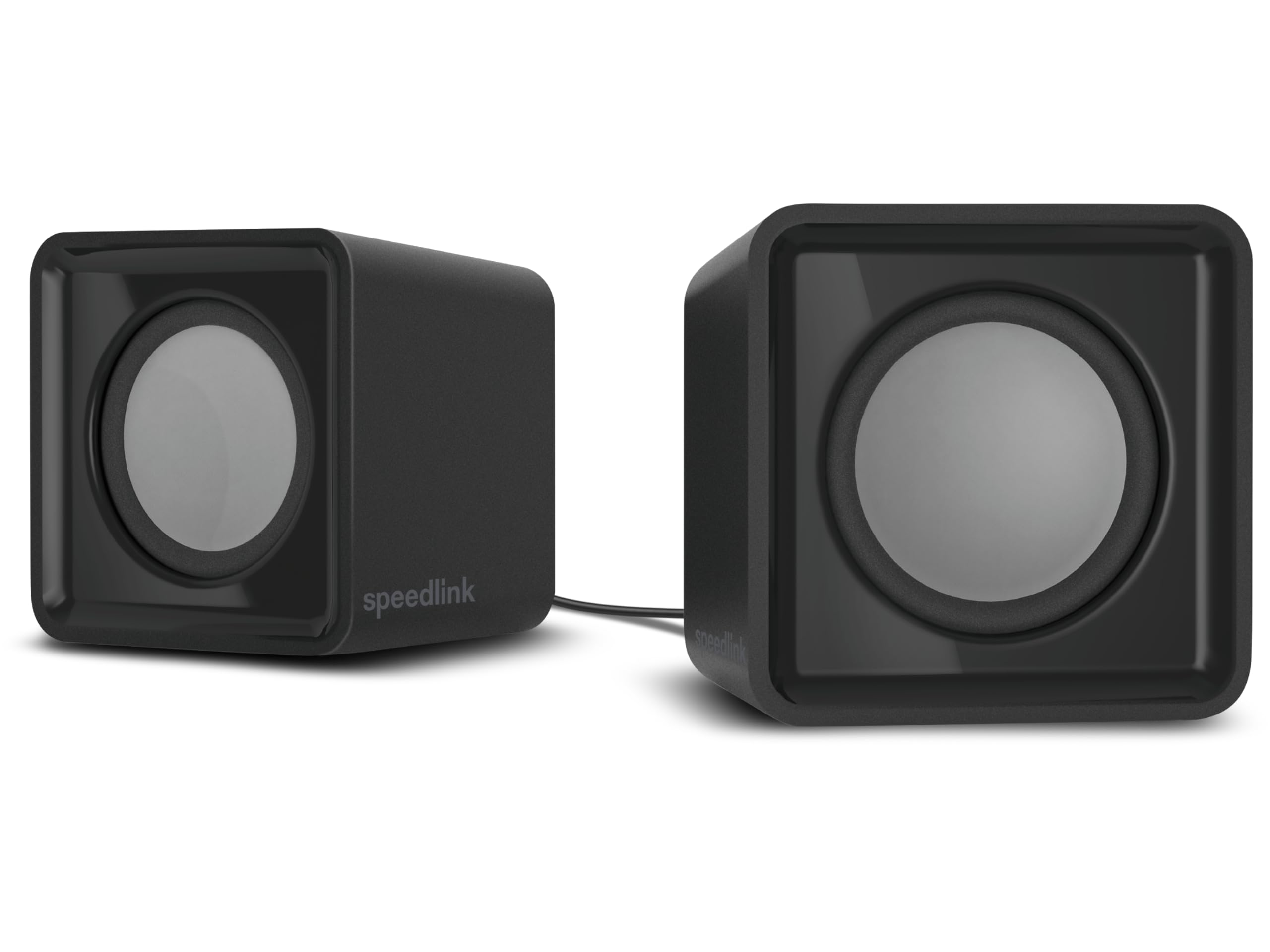 SPEEDLINK SL-810004-BK Twoxo Stereo Compact Cube designed USB Powered 5W Speakers –3.5mm jack for use with PC, tablet or smartphone – Multimedia sound for music, games and video - Black