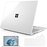 Mektron Clear Case for 13.8" Microsoft Surface Laptop 7 2024 Surface Laptop 13.8 Inch Cover Fits Model 2036, Keyboard Cover +Screen Protector +Dust Plugs, Crystal Clear