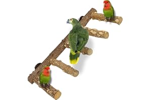 QeeHeng Parrot Perch, Natural Wood Bird Perch Stepped Bird Stand Budgie Toys Bird Cage Accessories for Small Medium Parrot Bu