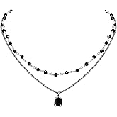 Sacina Gothic Boho Crystal Necklace, Layered Necklace, Black Choker, Gothic Choker, Christmas Jewelry Gift For Women